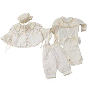 Vintage Silk Childs Christening Baptism Outfit Unisex Size 18-24 Months 5pcs
